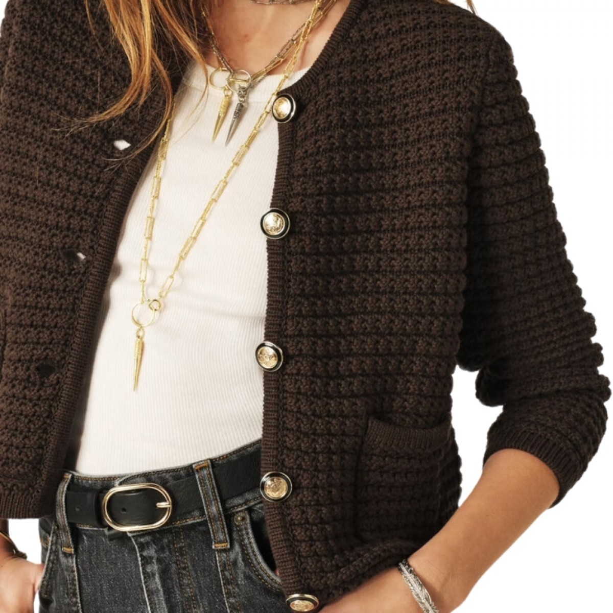 gaspard knitted cardigan - brown - model look