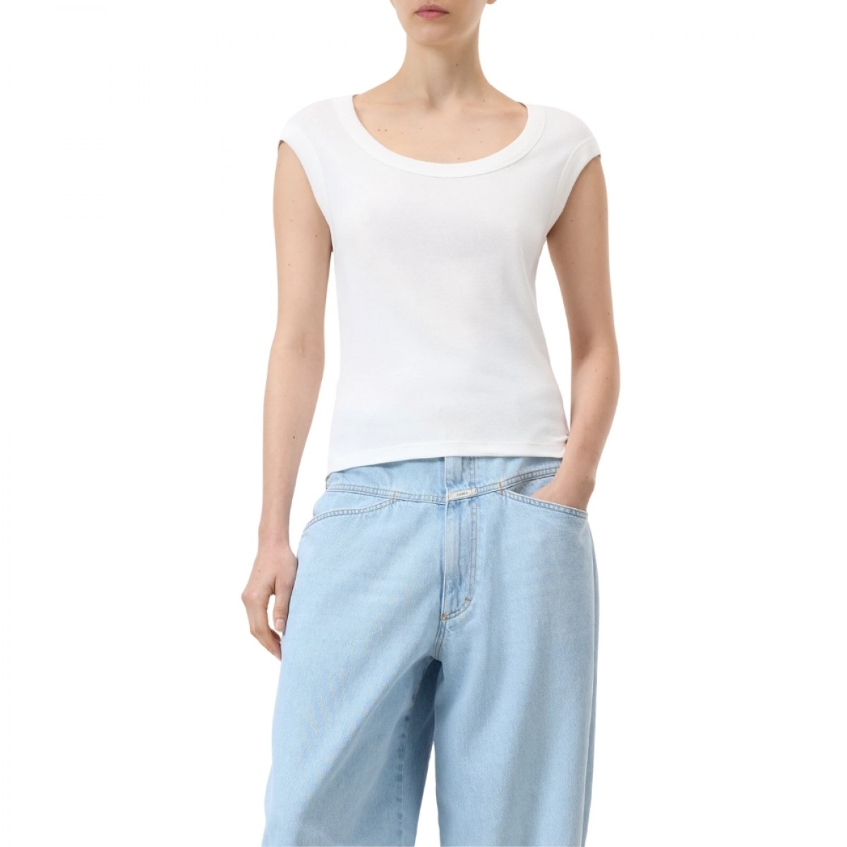 closed cap sleeve t-shirt - ivory