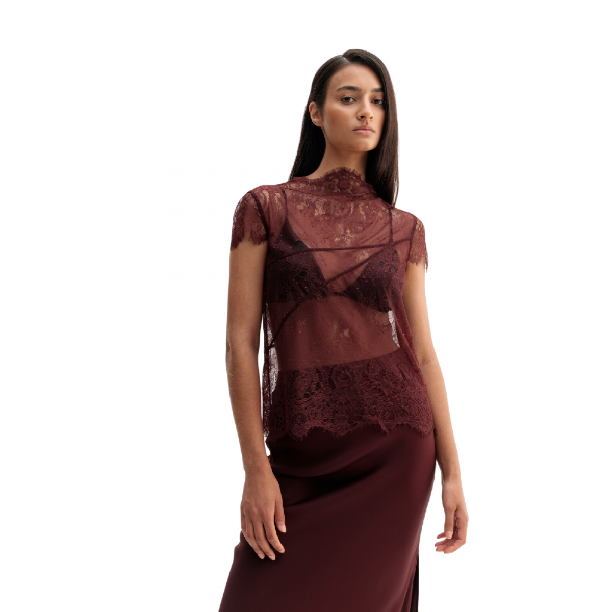 eden lace top - burgundy 