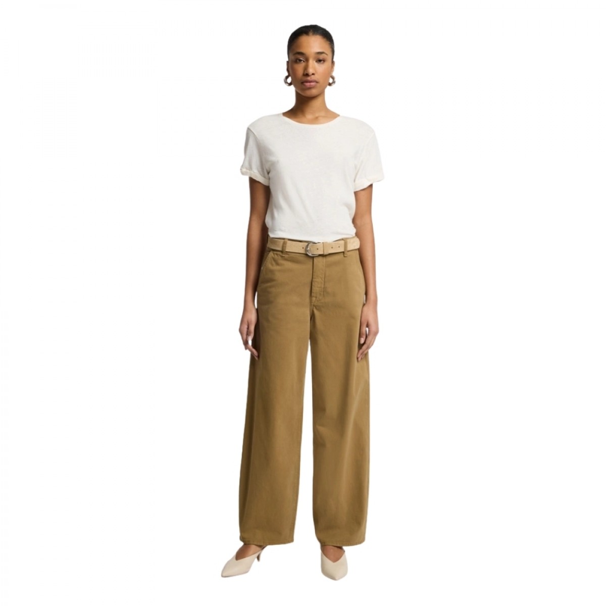 bonnie trouser sand storm - khaki - model front