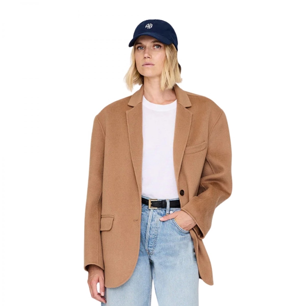 anine bing jeremy baseball cap - washed navy - model front