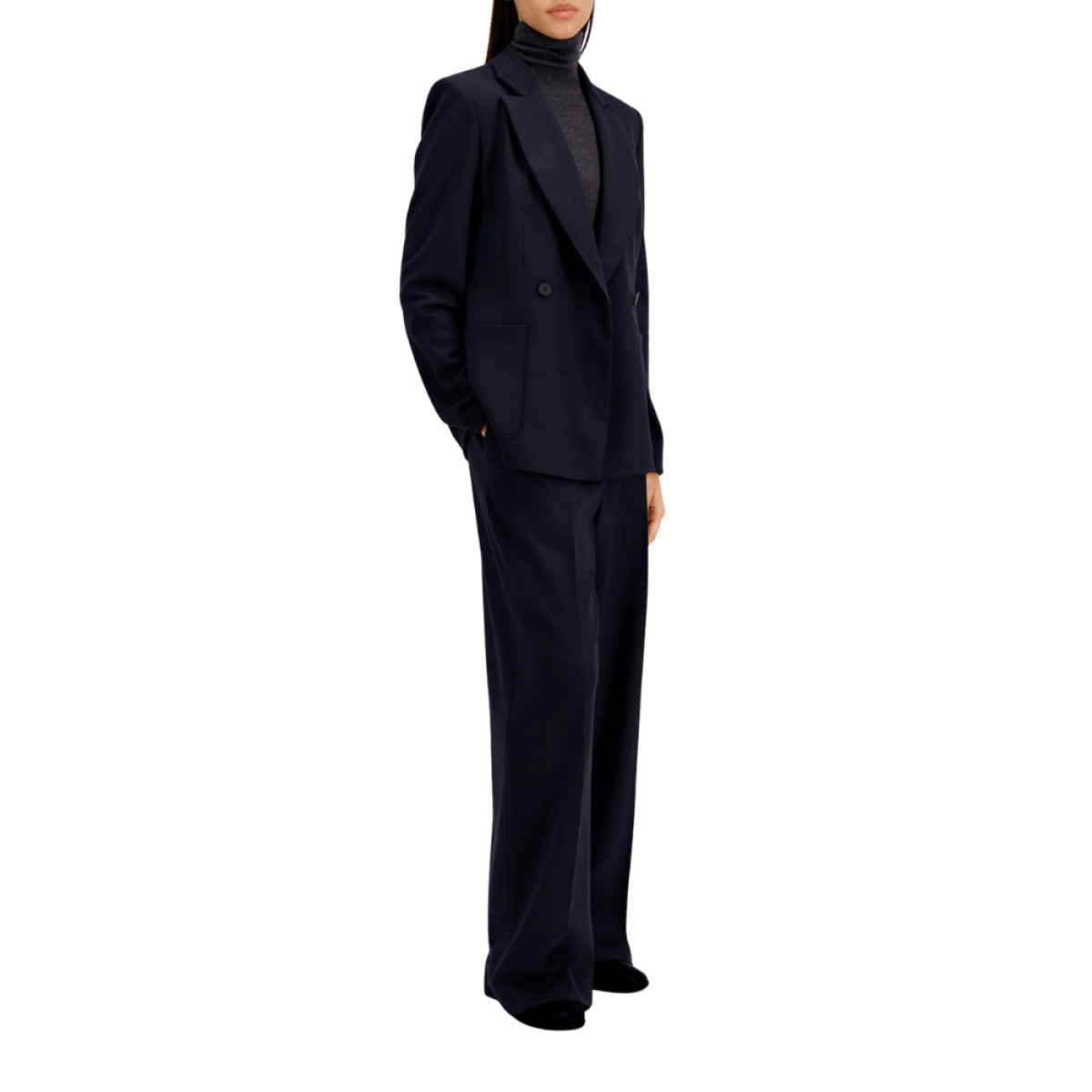 women d.b. blazer with shoulder pads - navy blue