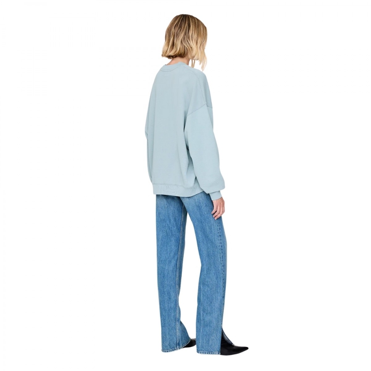 anine bing miles sweatshirt letteman - pastel blue - ryg