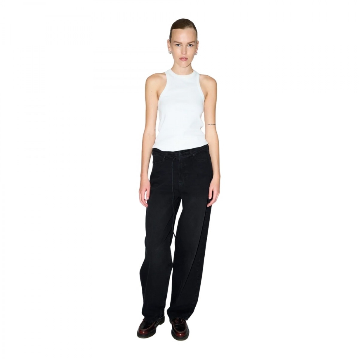 trw kaia slung belt jeans wash heritage - black