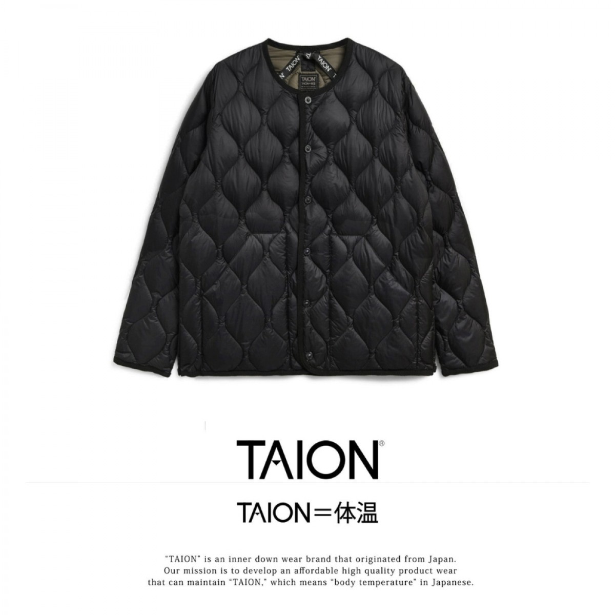 taion unisex military crew neck down jacket - black - story
