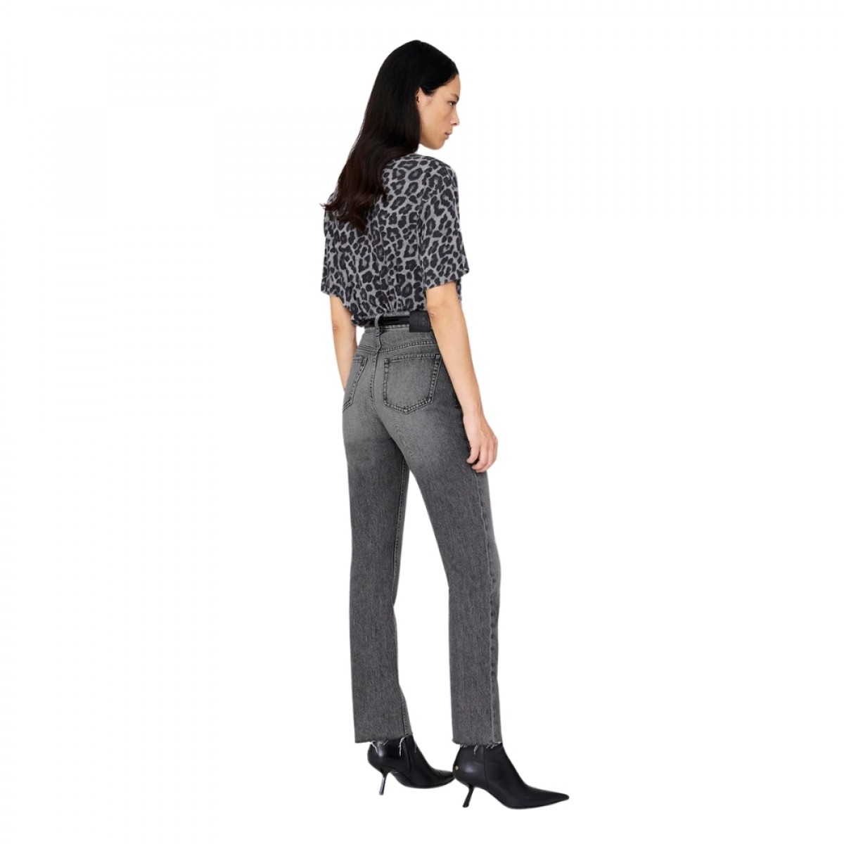 anine bing cohen tee - grey leopard - ryg