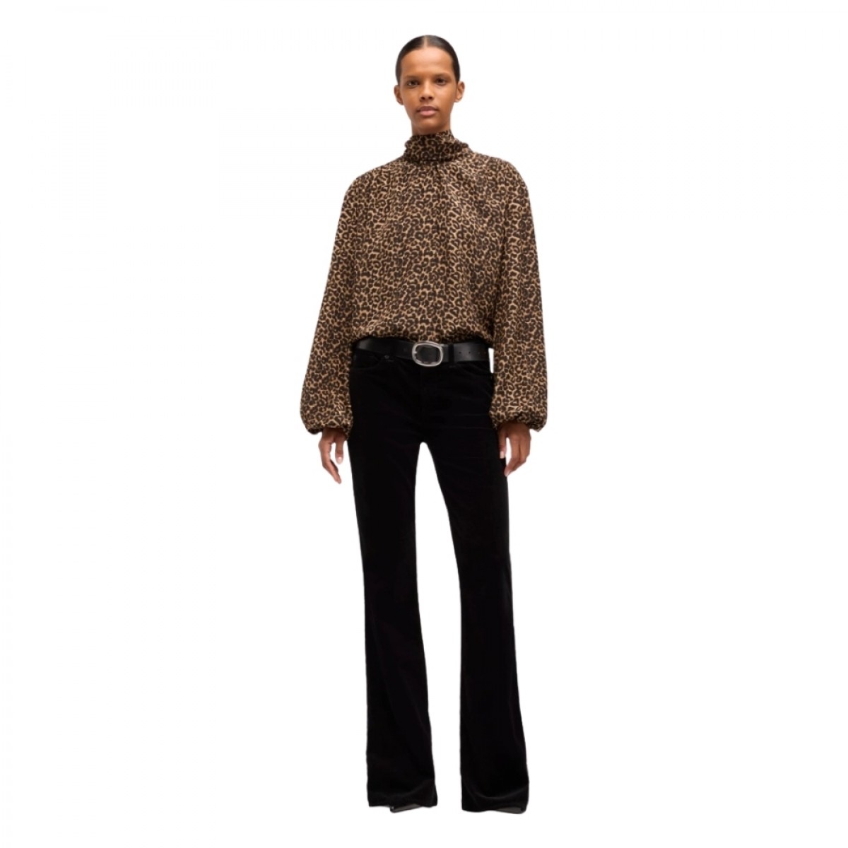 the leggy bootcut velvet - black