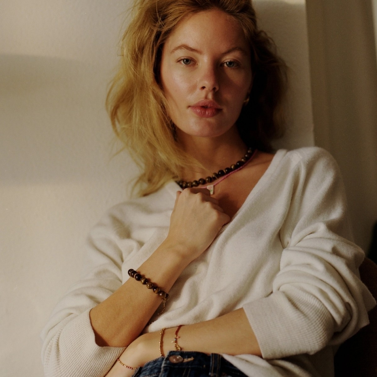 anni lu bowl bracelet tigereye - gold - look