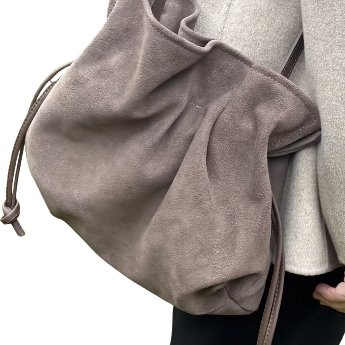 camilla bag large suede - elephant grey - look