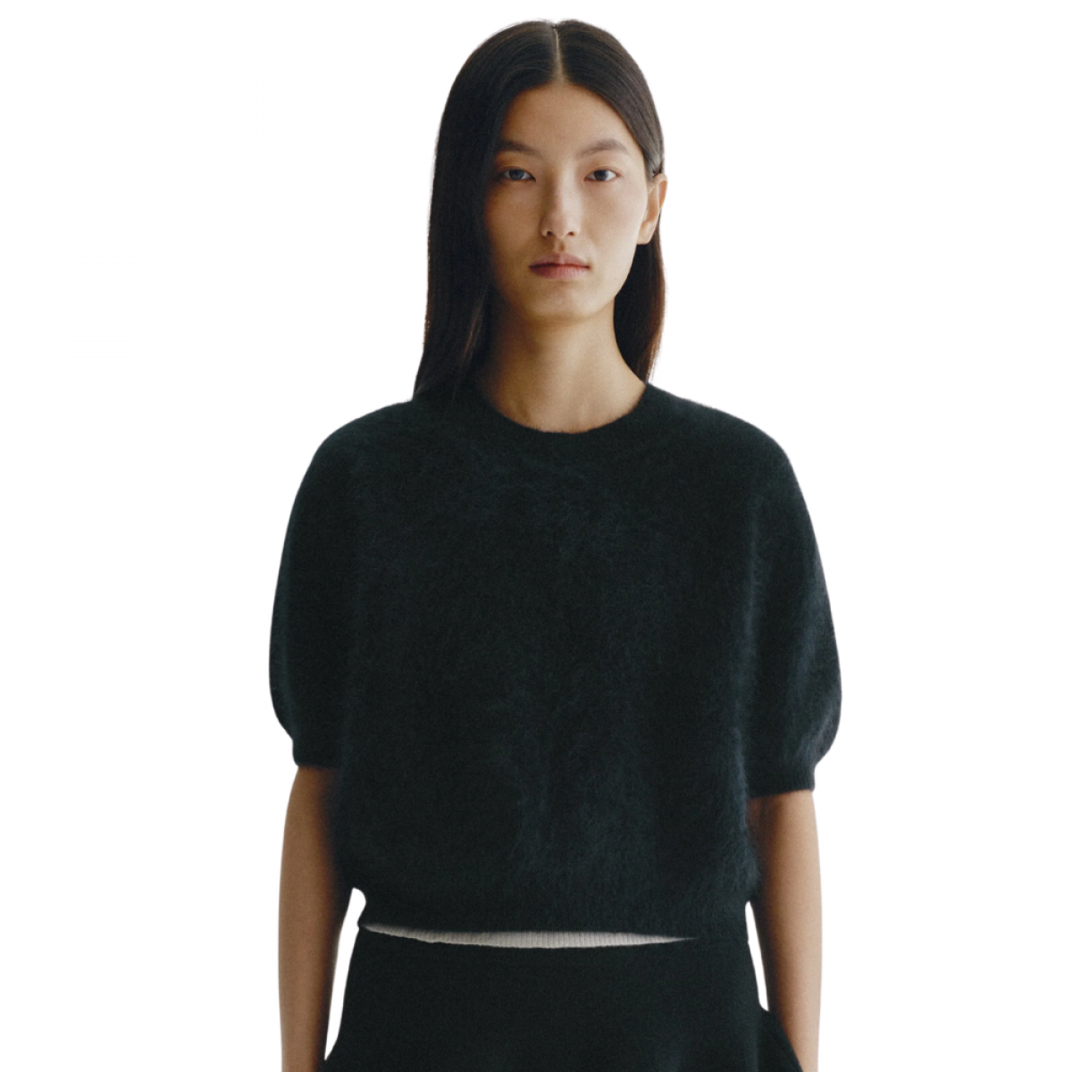 lisa yang juniper sweater - black brushed - model front