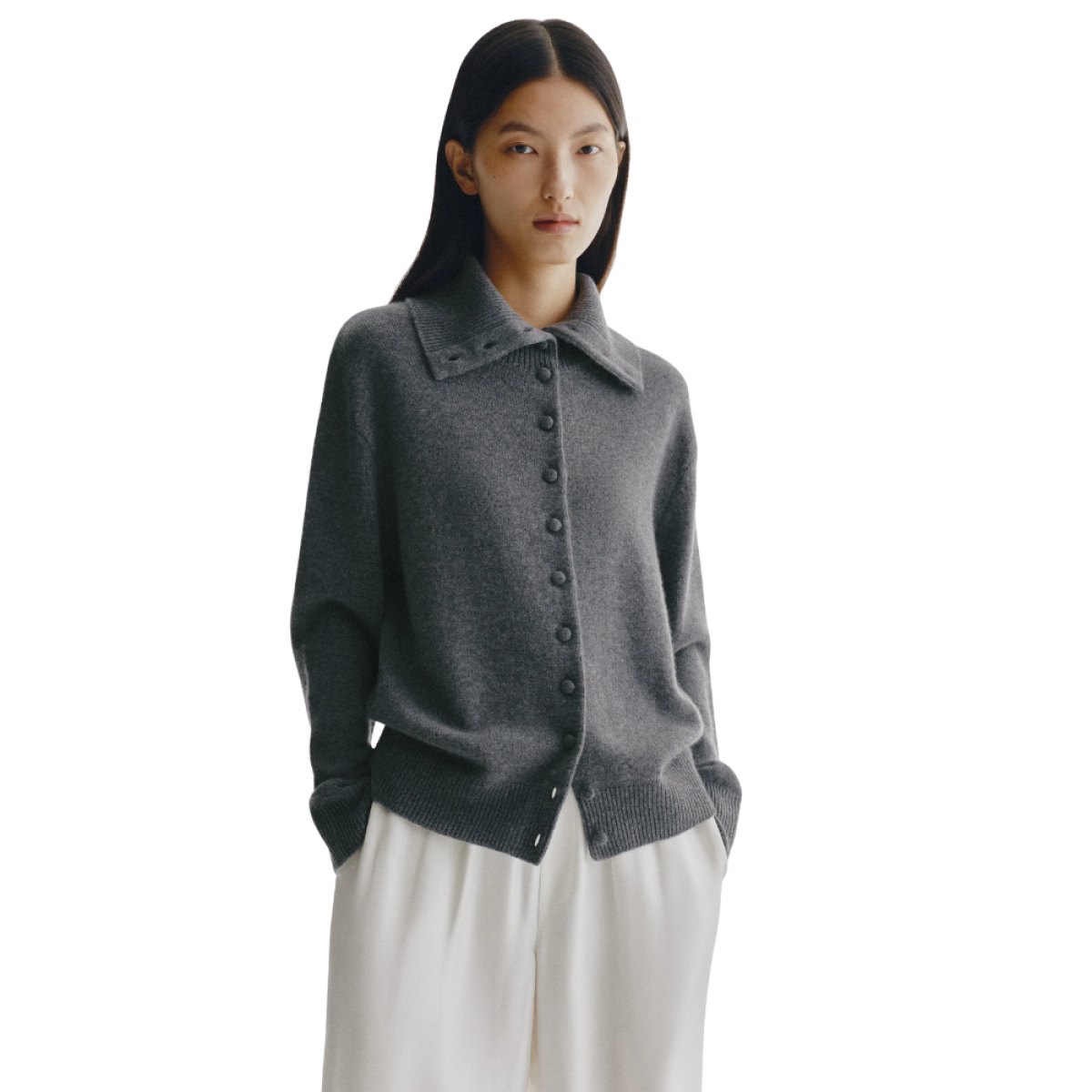 lisa yang denie cardigan - graphite