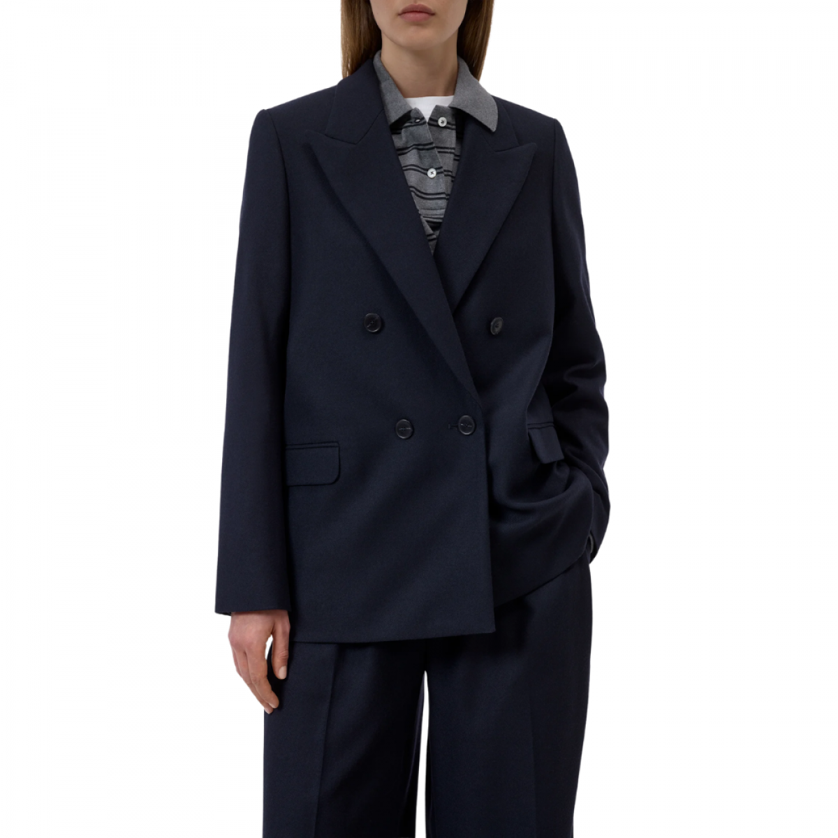 closed fitted doublebreasted blazer - dark night 