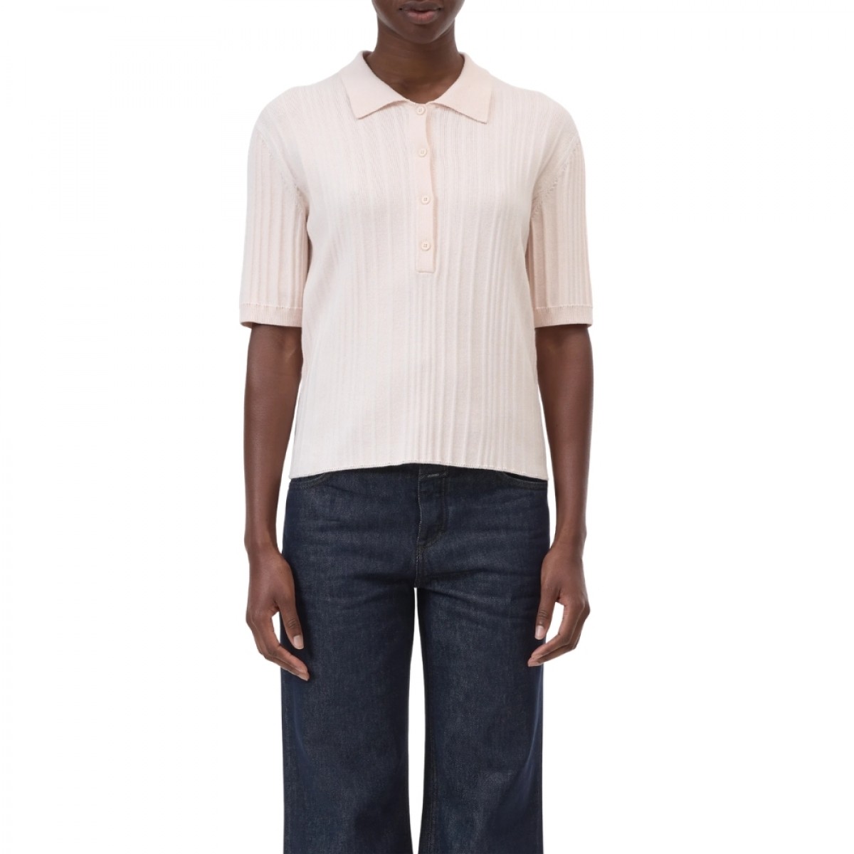 closed short sleeve polo - blush pink 