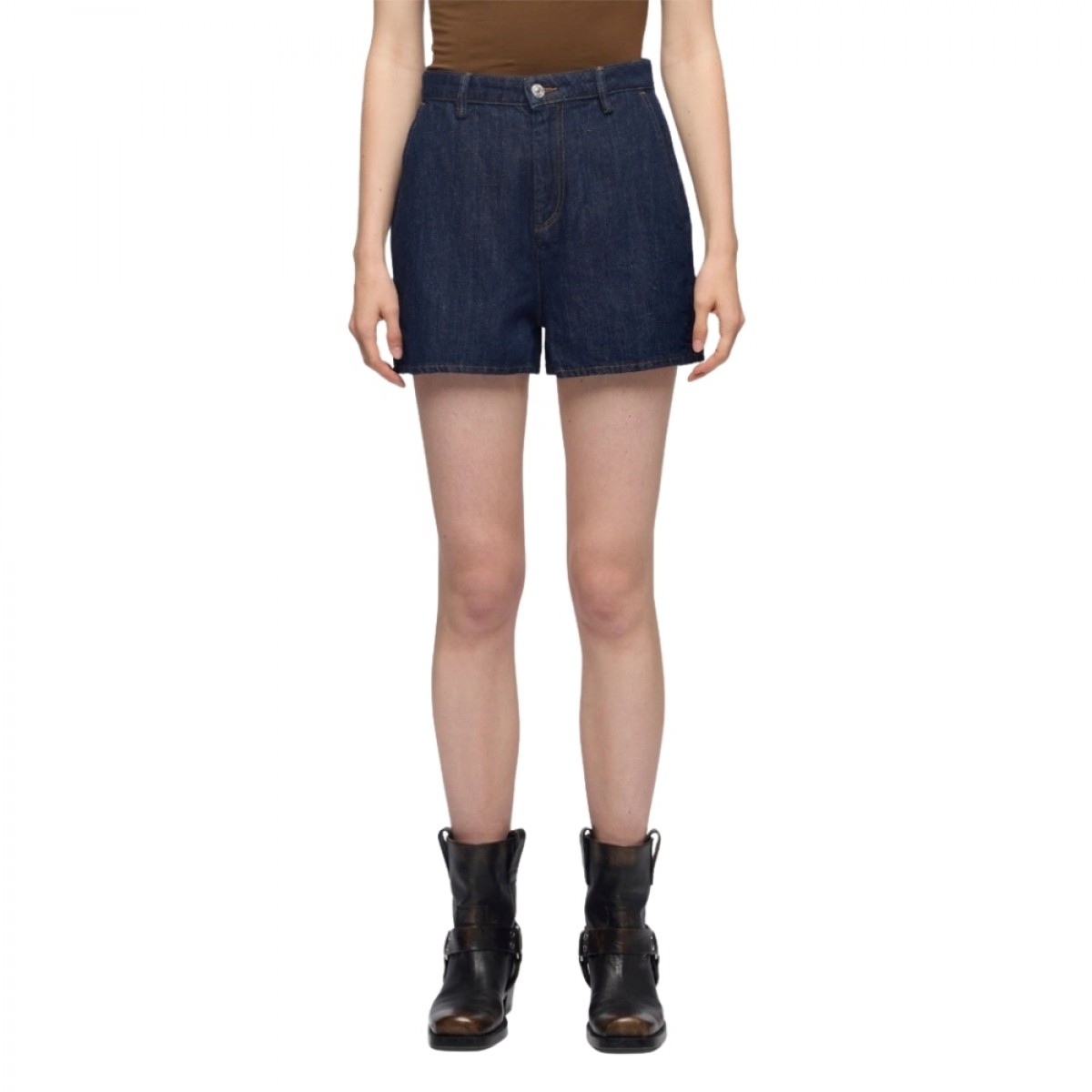 trouser shorts blossom - dark denim - model front