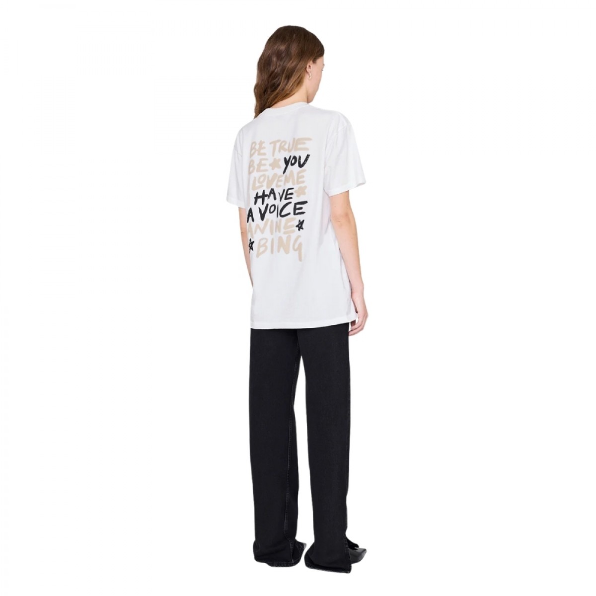 anine bing walker tee empowerment - ivory - model ryg