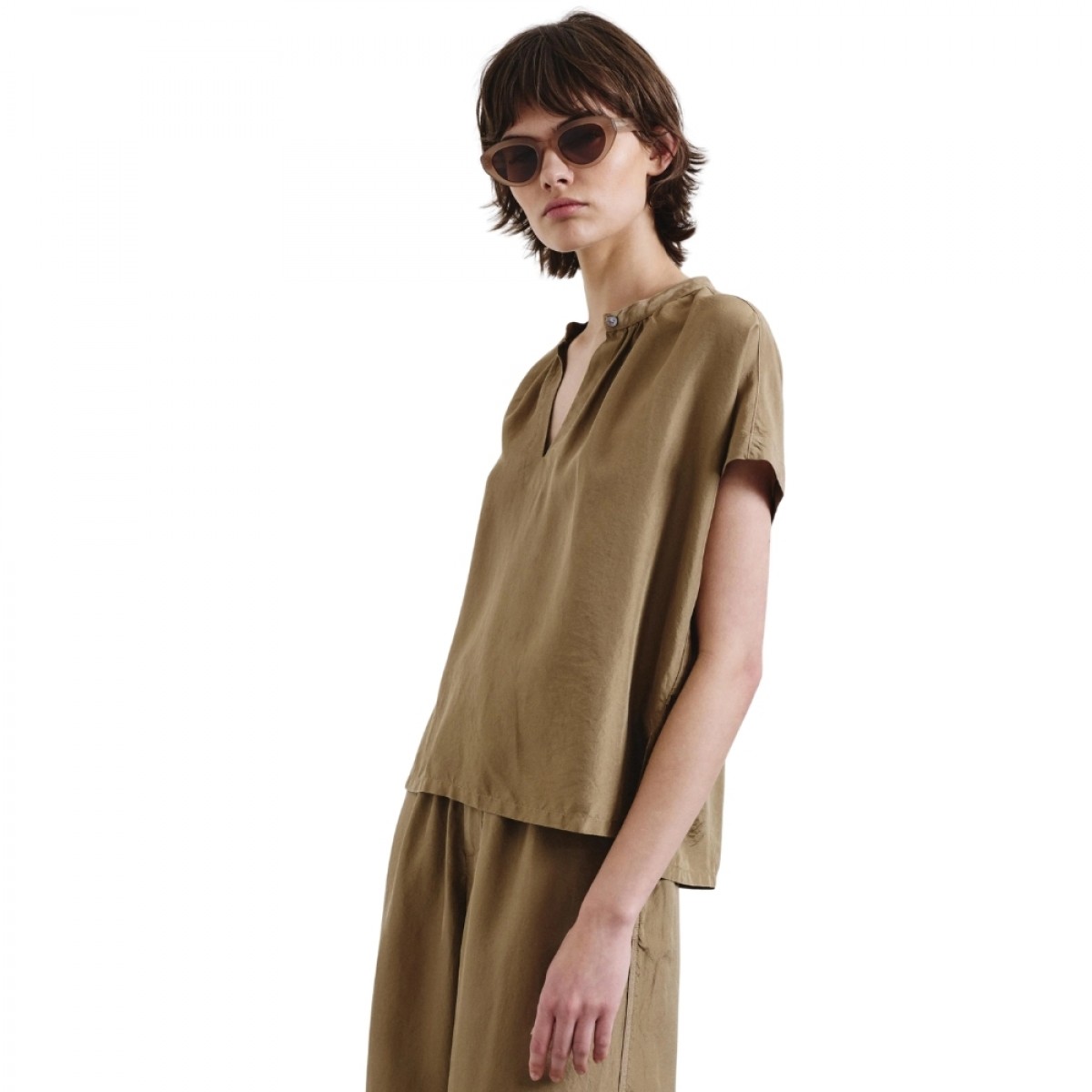 pomandére habutai top - dove grey - far siden 