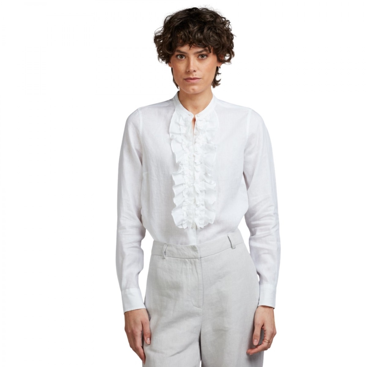 hillary linen blouse - white
