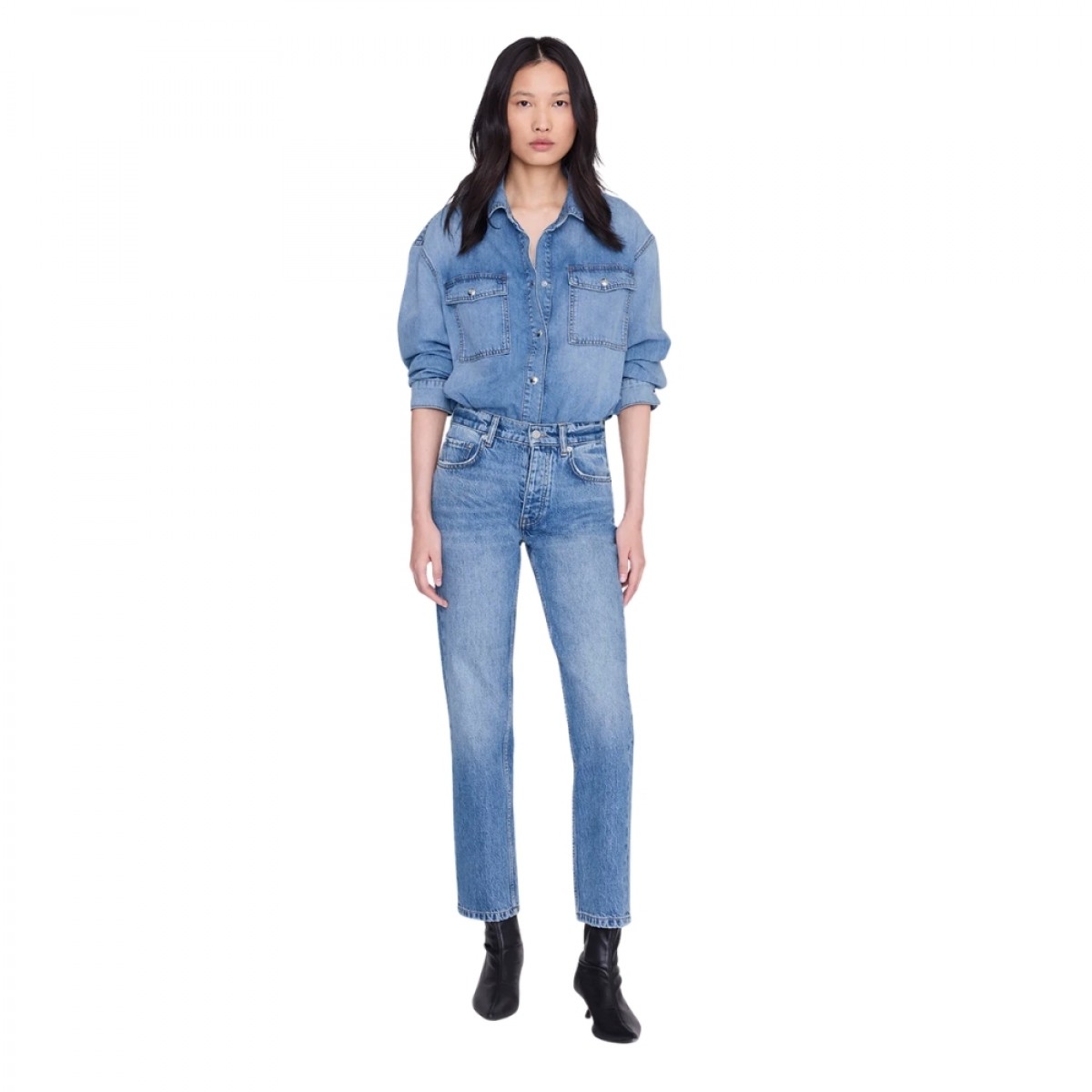 anine bing jane jean casade - blue - model look