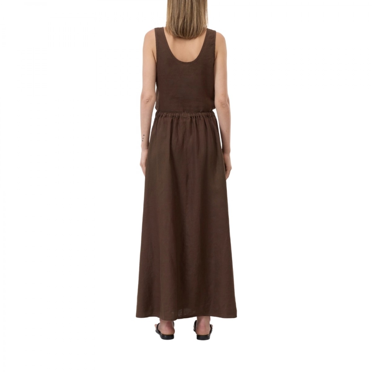 closed maxi skirt linen - maple brown - ryg