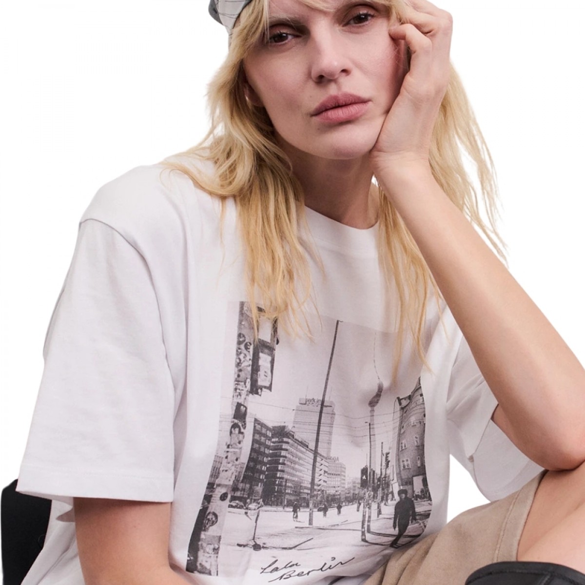 t-shirt berlin cotton photo print - white - look