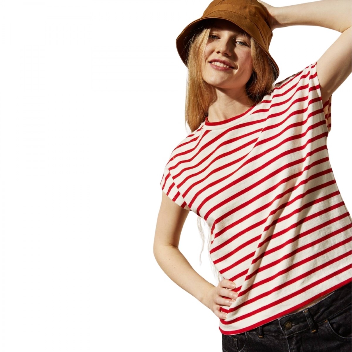 theoxane mariniere tank top - offwhite red - look