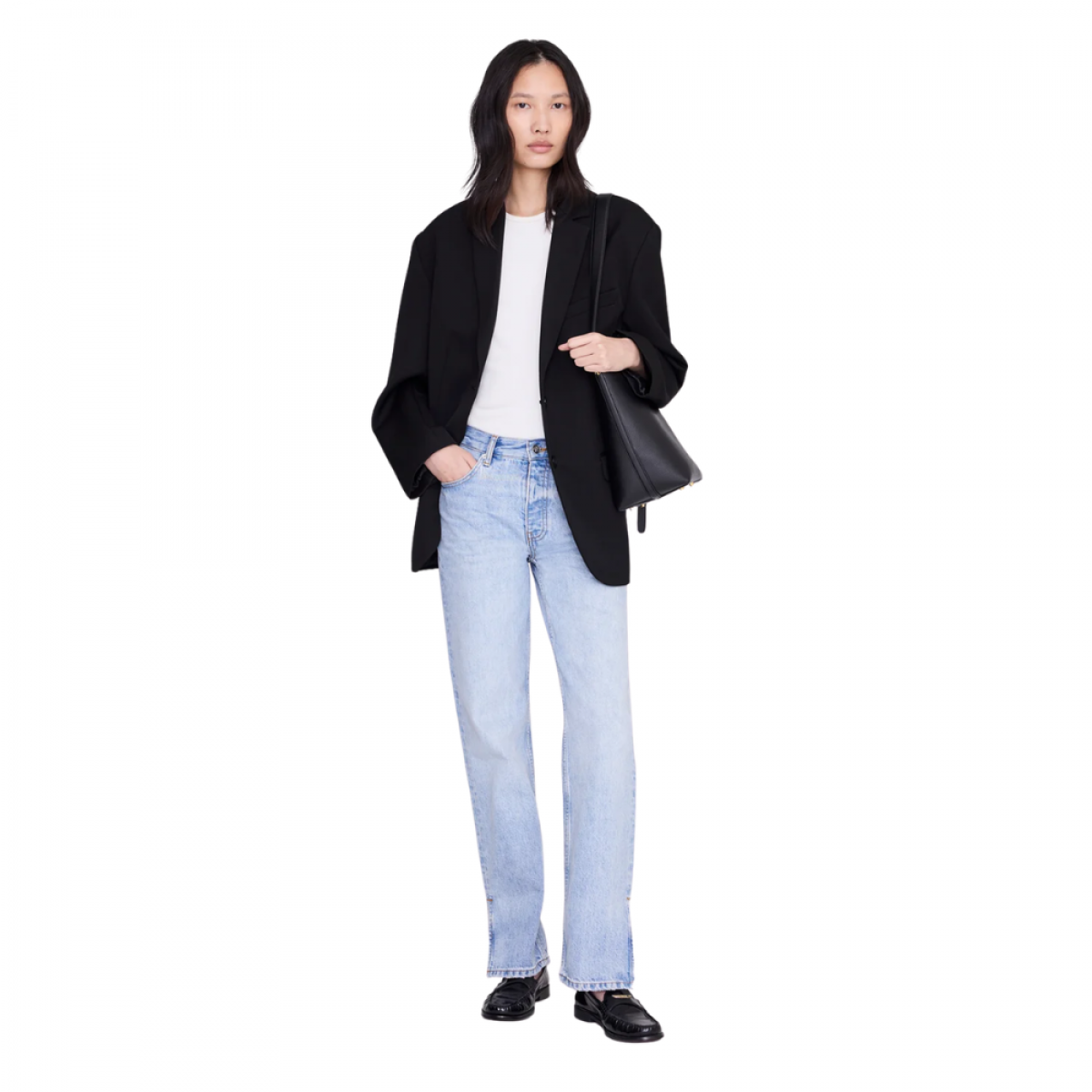 anine bing amoc loafer black - model front