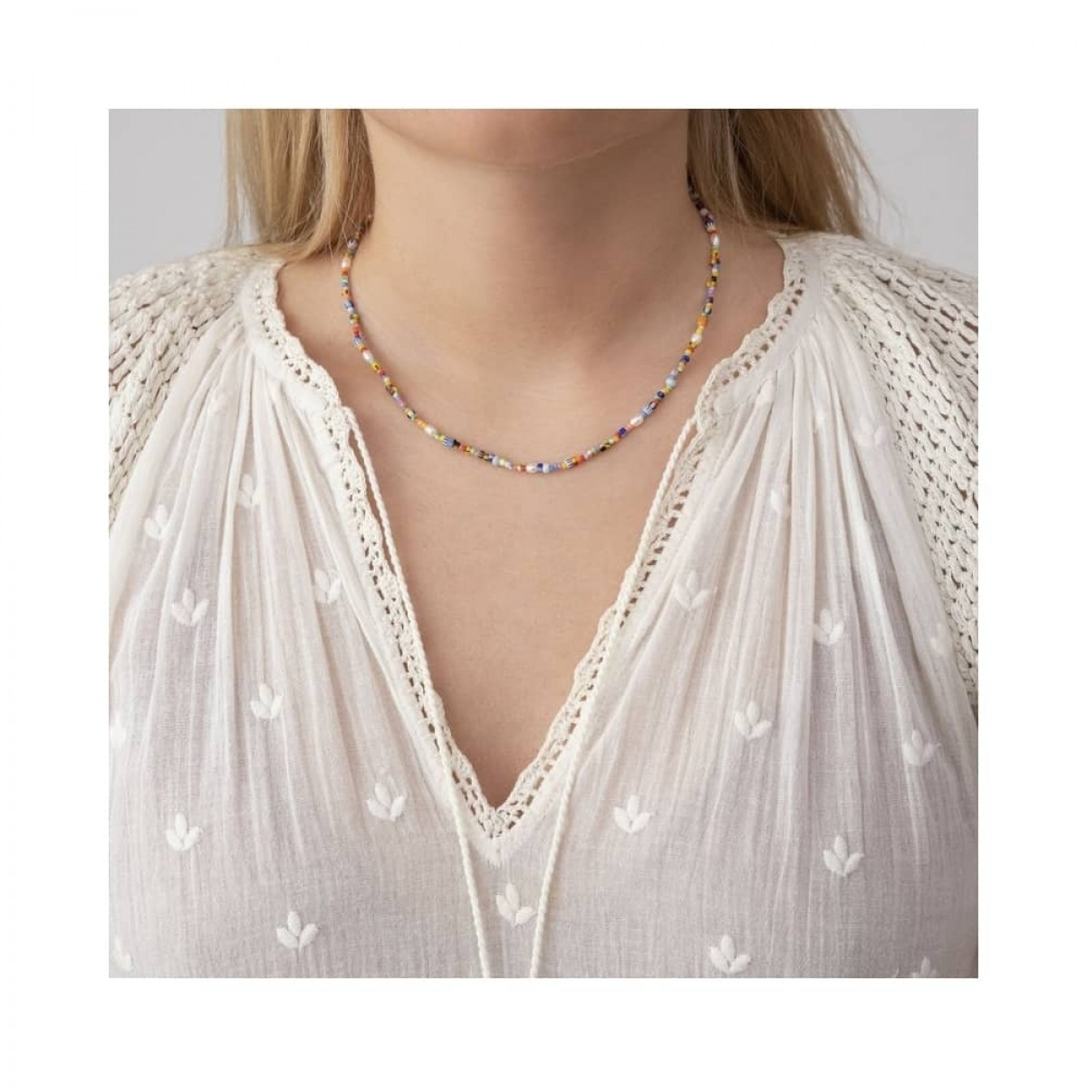 anni lu petit alaia necklace - gold - model front