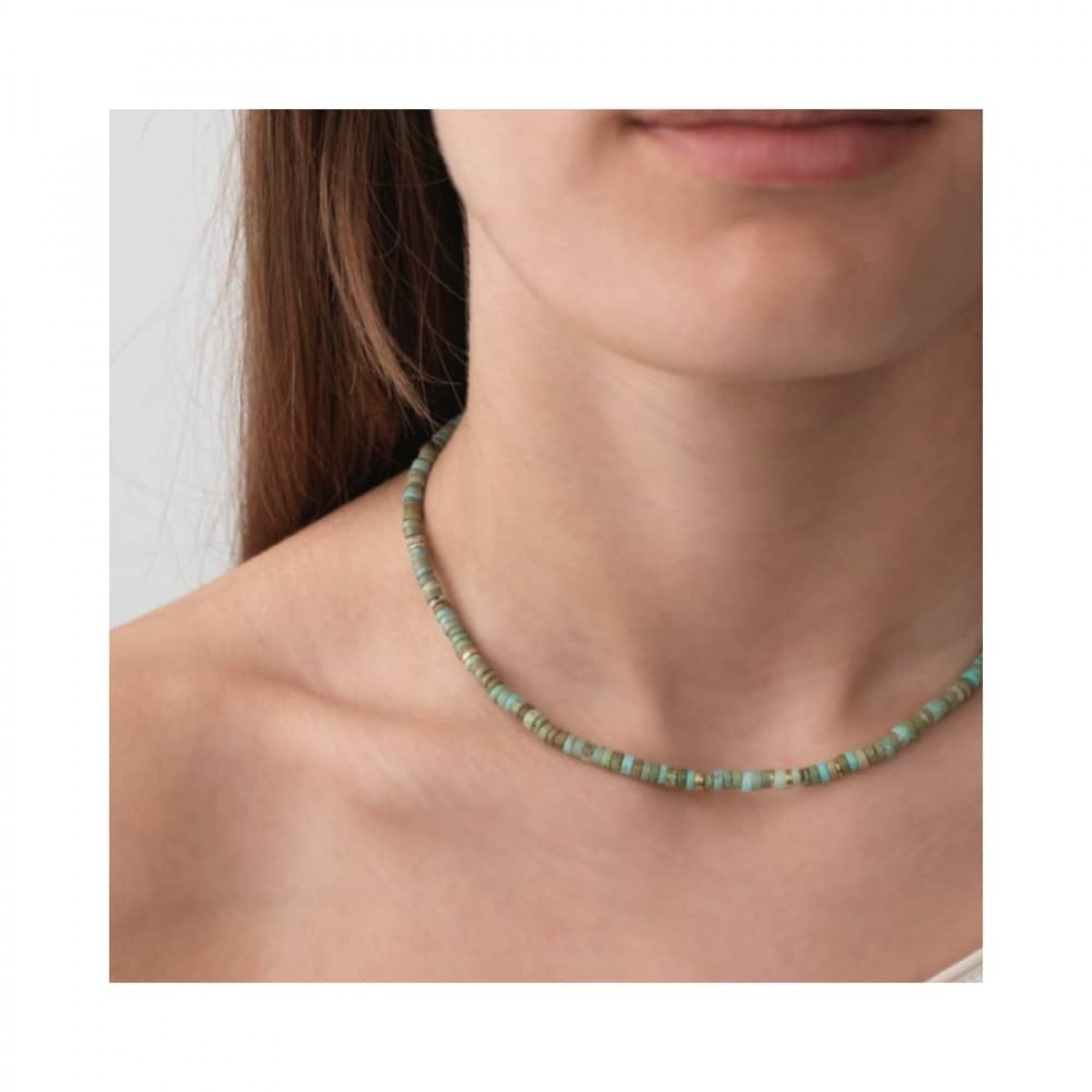 anni lu eden rock necklace - sea green - model front