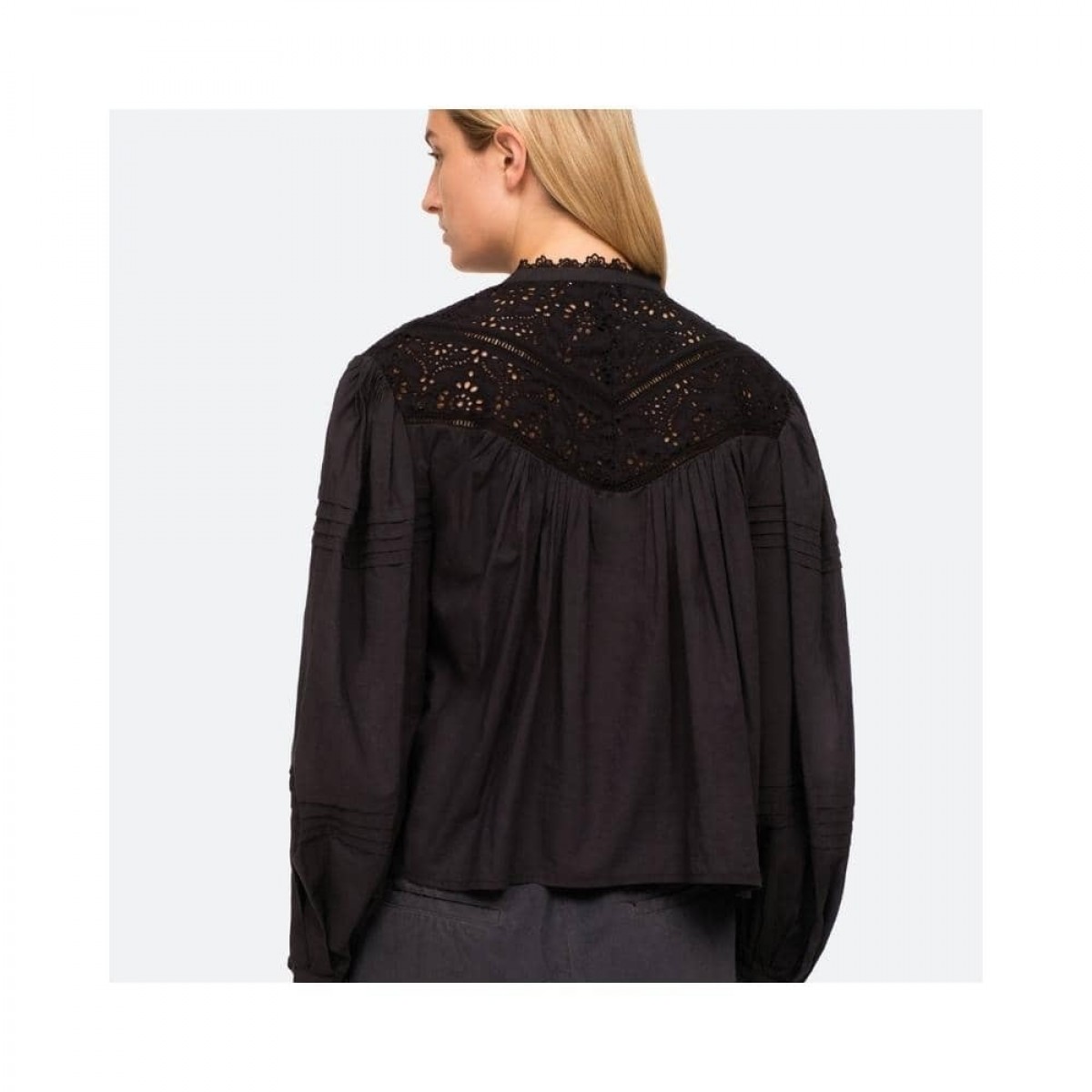 patrizia lace blouse - black - ryggen