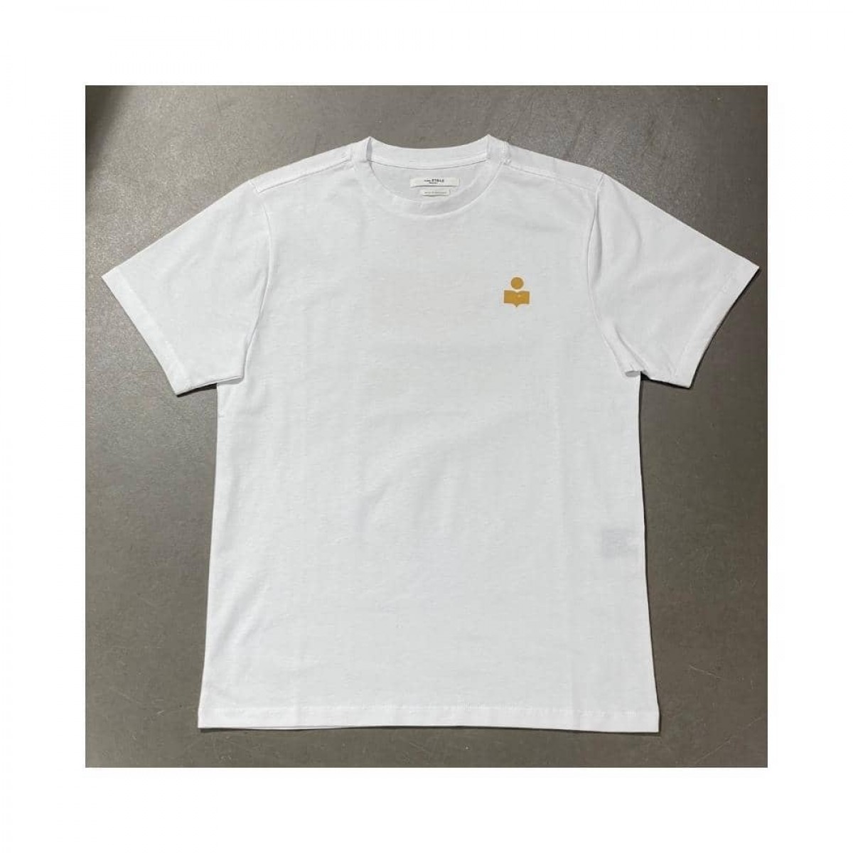 zewel t-shirt - white with ochre - front