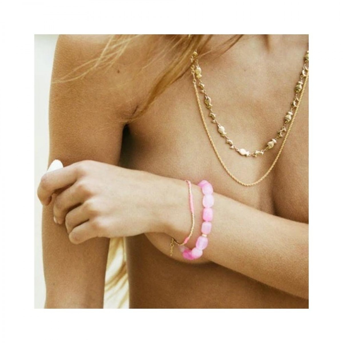 anni lu pink lake bracelet - pink - model arm