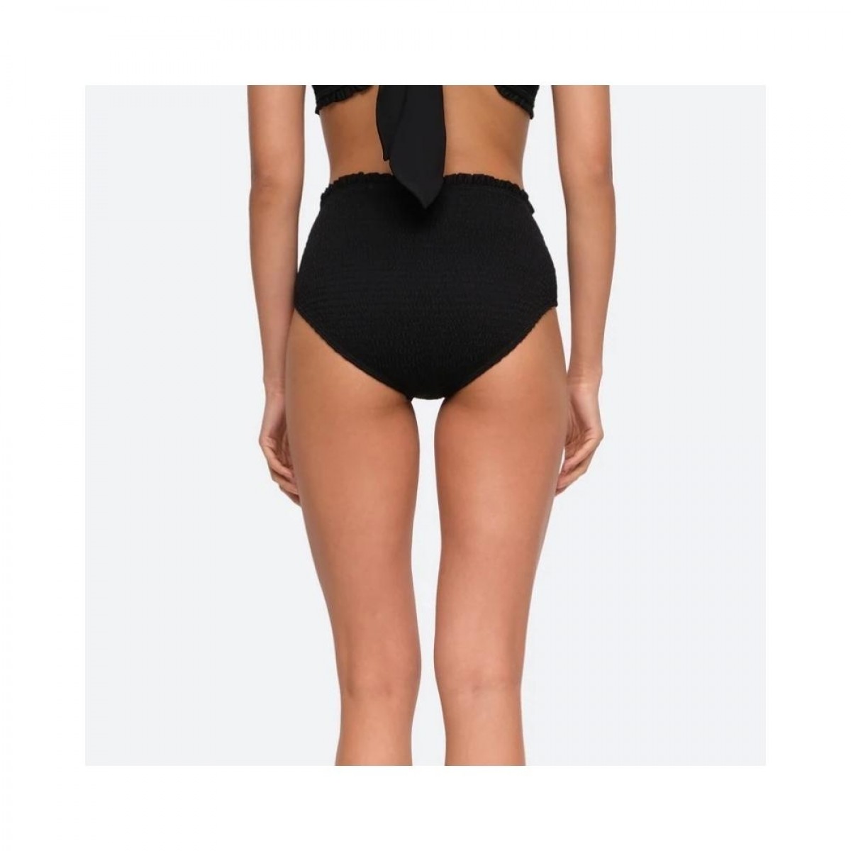 bobby smocked bikini bottom - black - model bag
