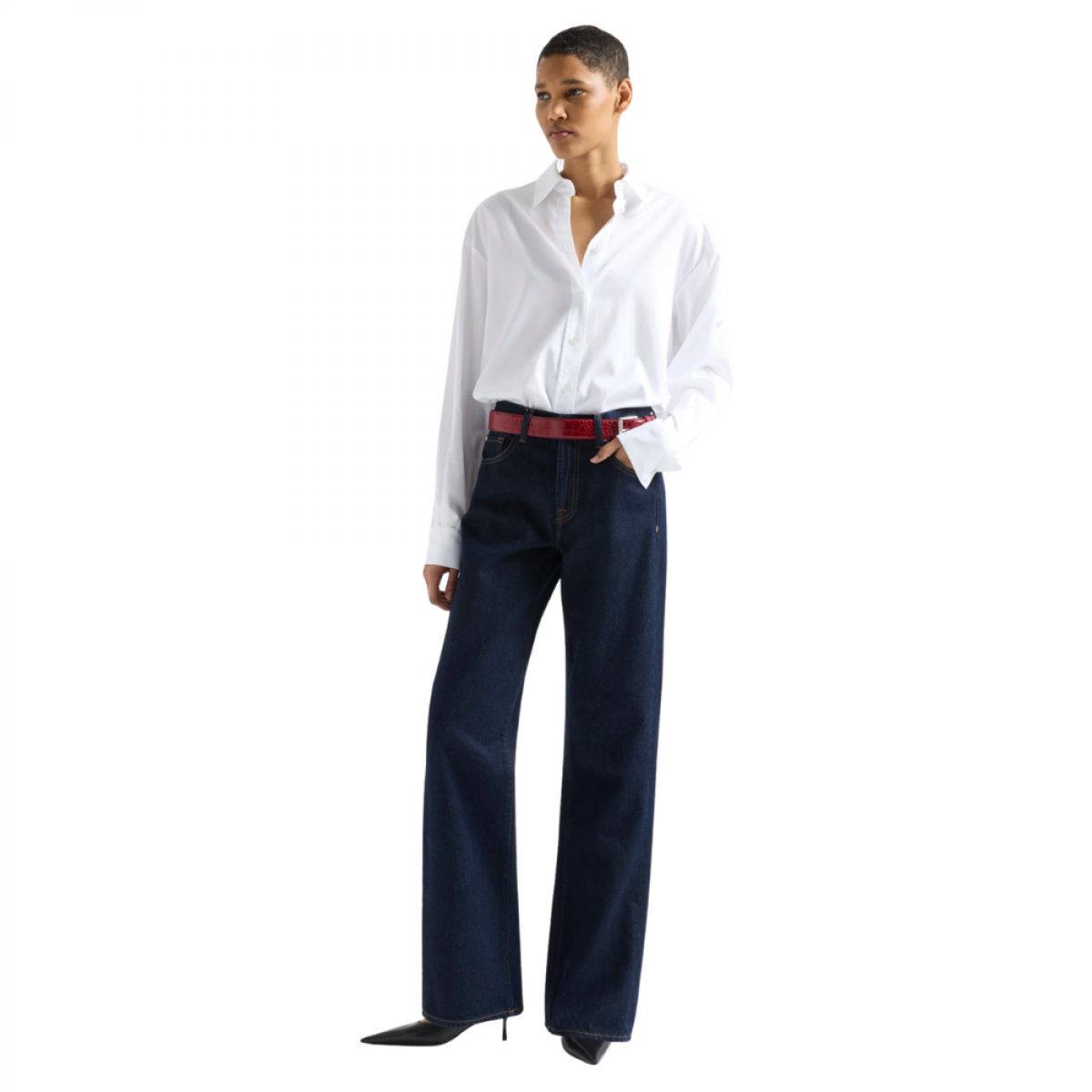 tess trouser iron blue - dark denim - look