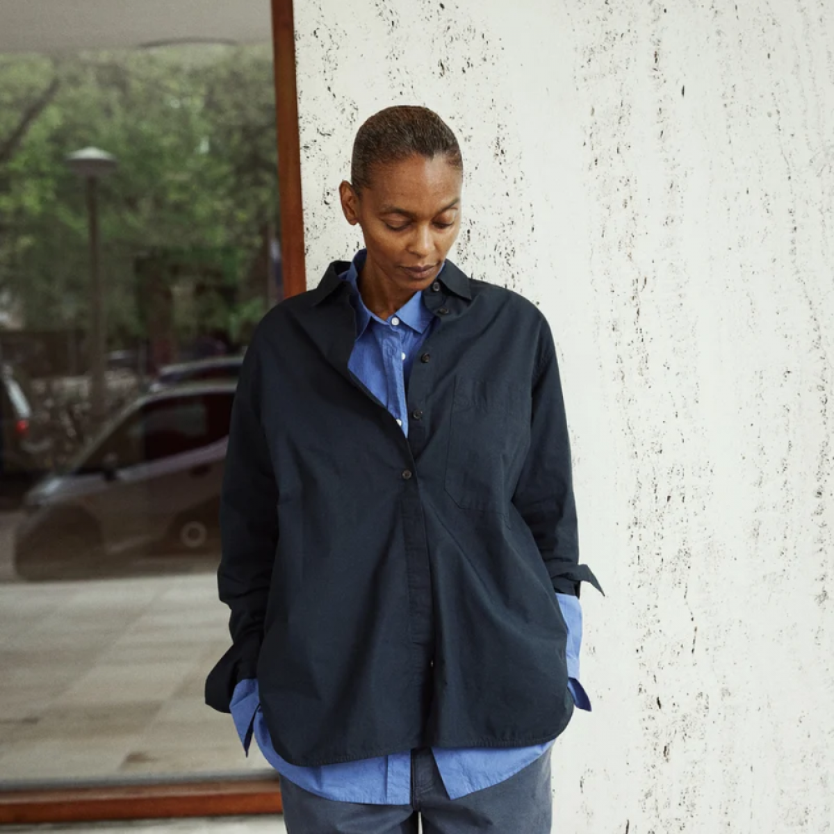 aiayu lynette shirt dark horn - black navy - look