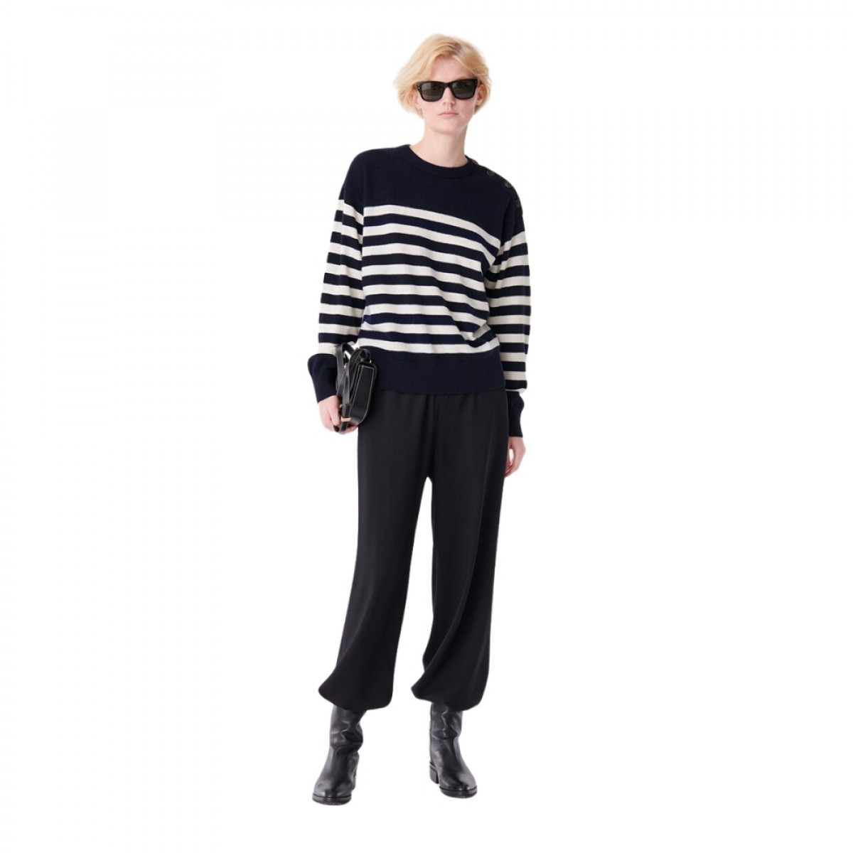 clarisse sweater - marine / off-white - model front