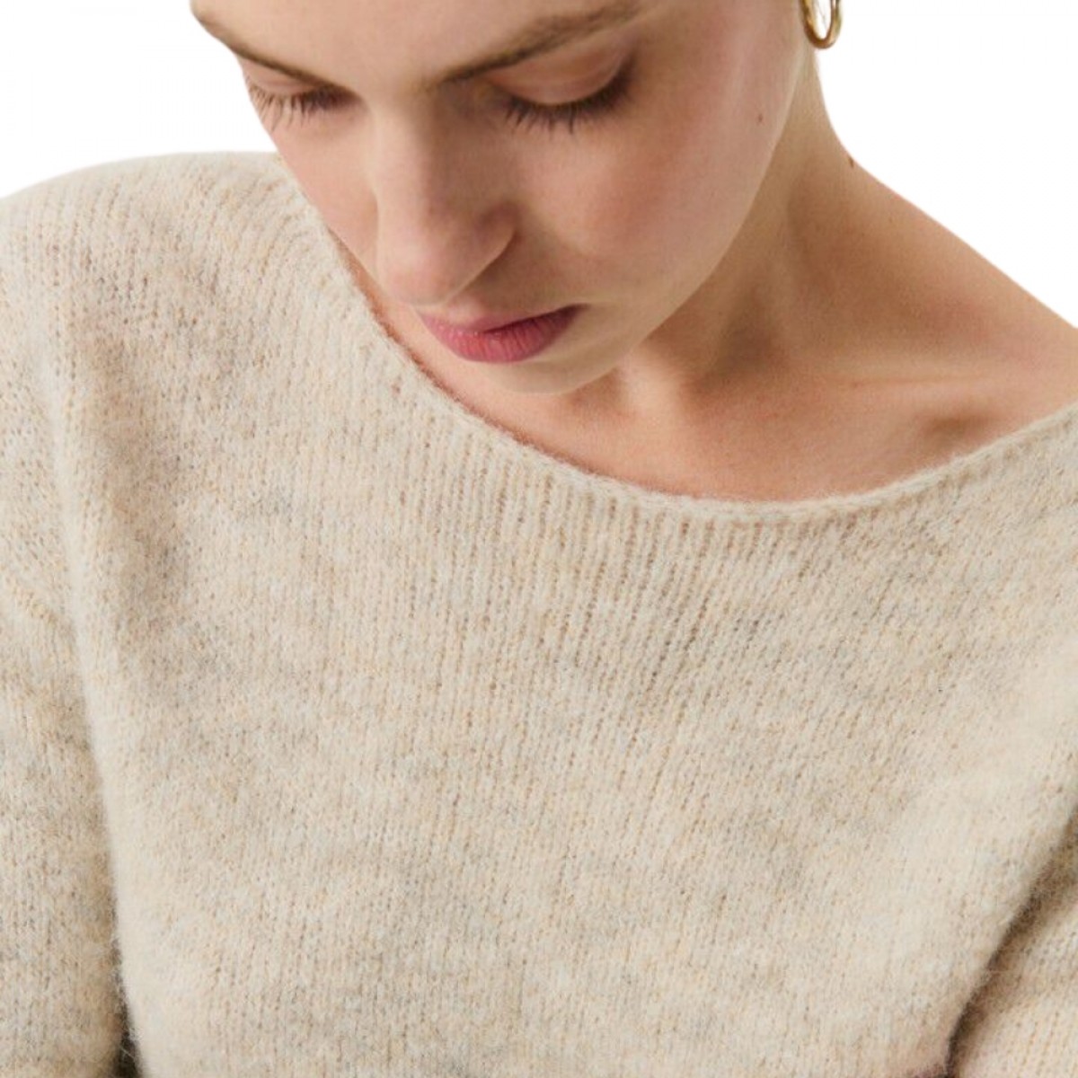 women´s jumper east - powder snow melange - hals