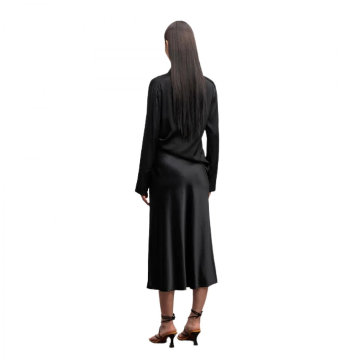 hana satin silk skirt - black - ryg