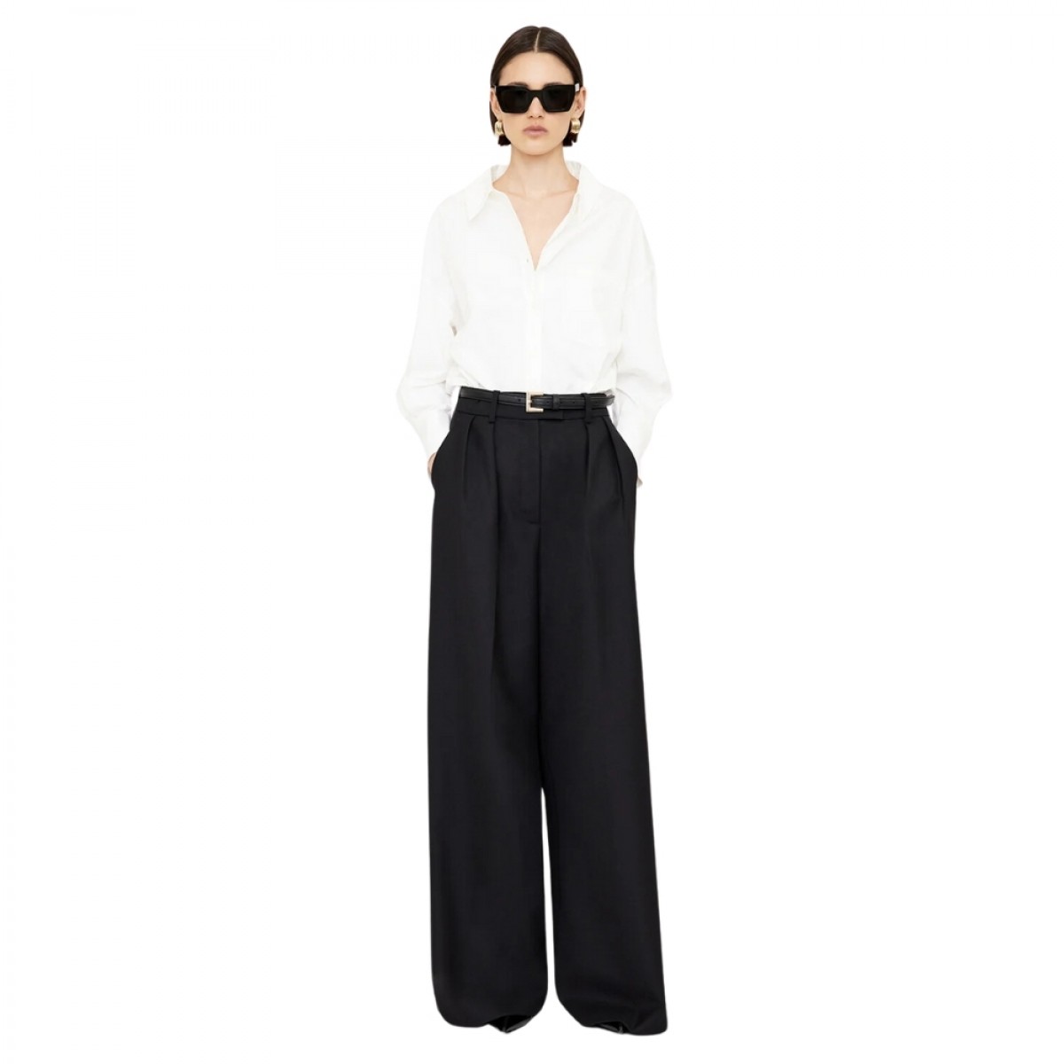 aninie bing mika shirt - white - model front - model look