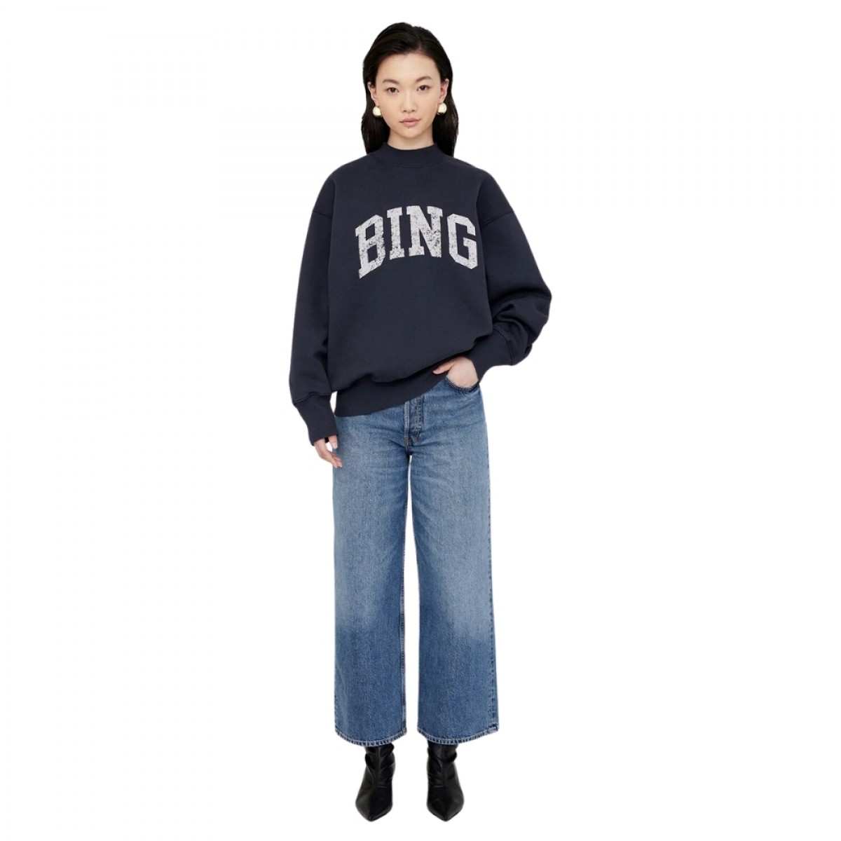 anine bing bradie sweatshirt bing - navy