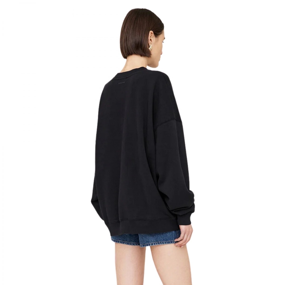 anine bing miles sweatshirt letteman - black - ryg