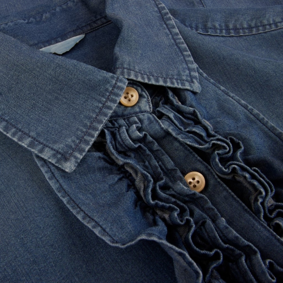 illy blouse chest ruffles - blue - krave 