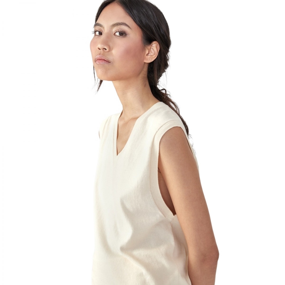 knit vest kasia - cream - fra siden 