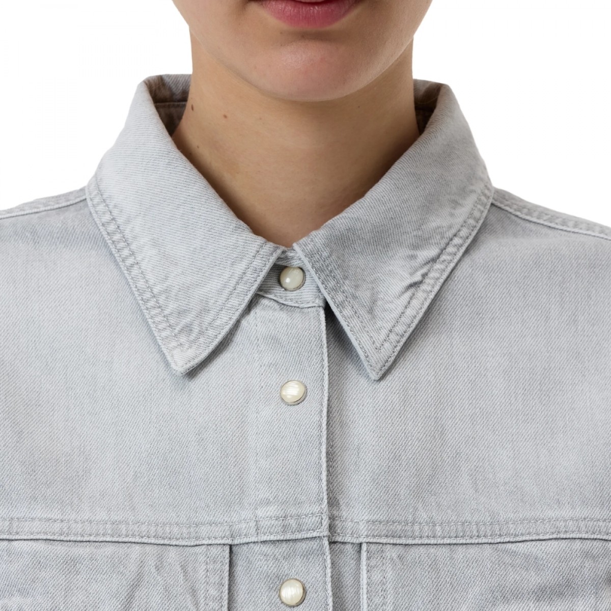 closed fitted utility shirt - light grey - krave 