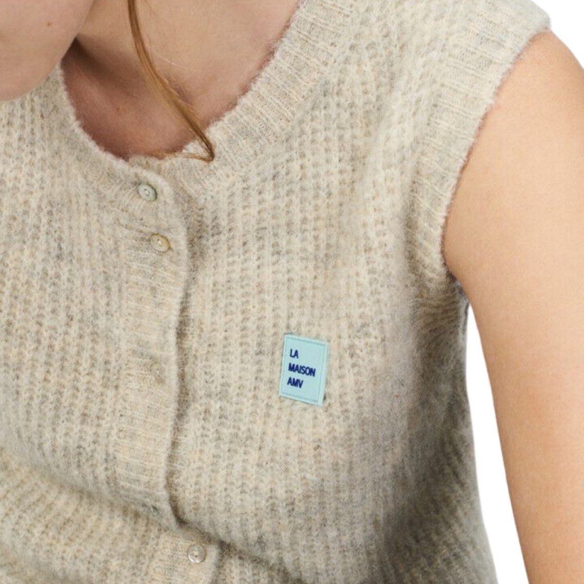 women's gilets east - power snow melange - hals