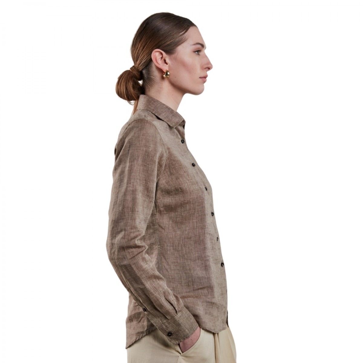 sofie linen shirt - light brown - fra siden 