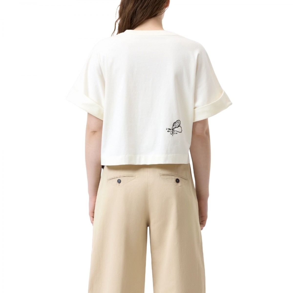 closed cropped t-shirt - ivory - ryg