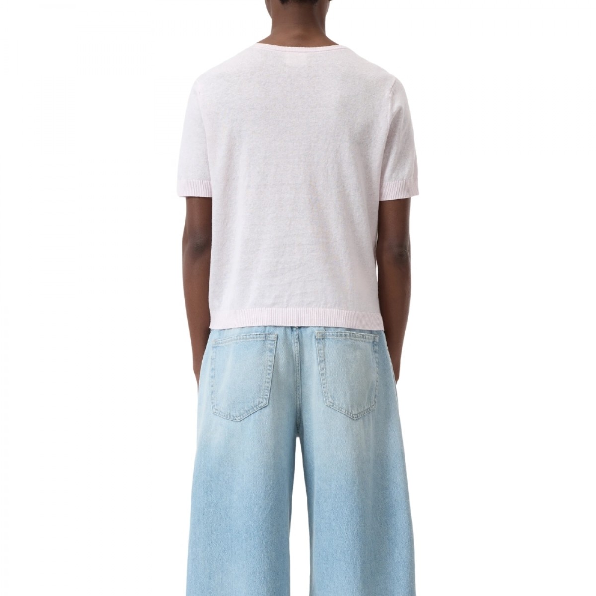 closed v-neck short sleeve knit - milkshake pink - ryg