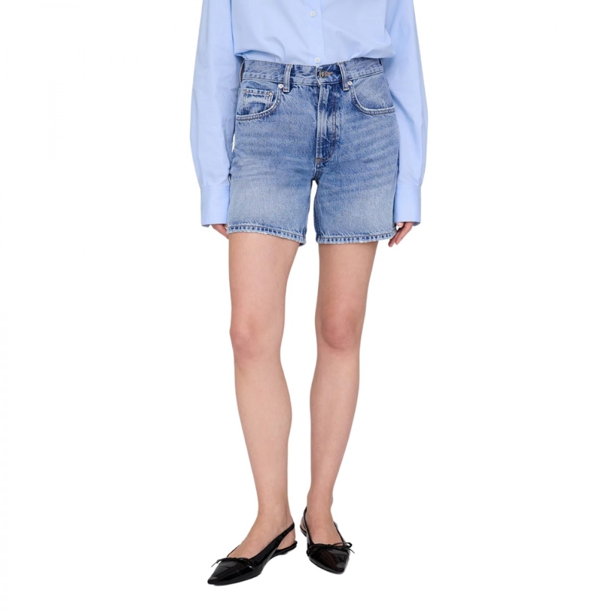 anine bing heath shorts - washed blue