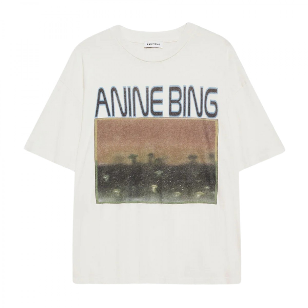 anine bing cade tee mushrooms - off white - front