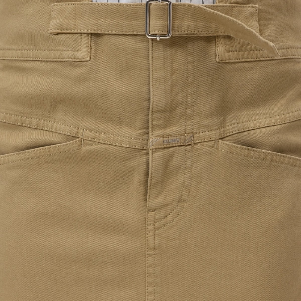 closed belted mini skirt - urban beige - logo